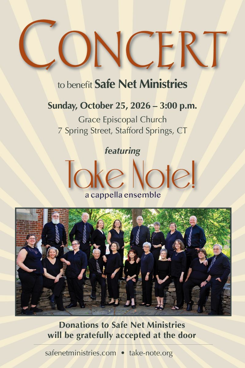 Take Note! A Cappella Ensemble Presents a Free Benefit Concert for Safe Net Ministries